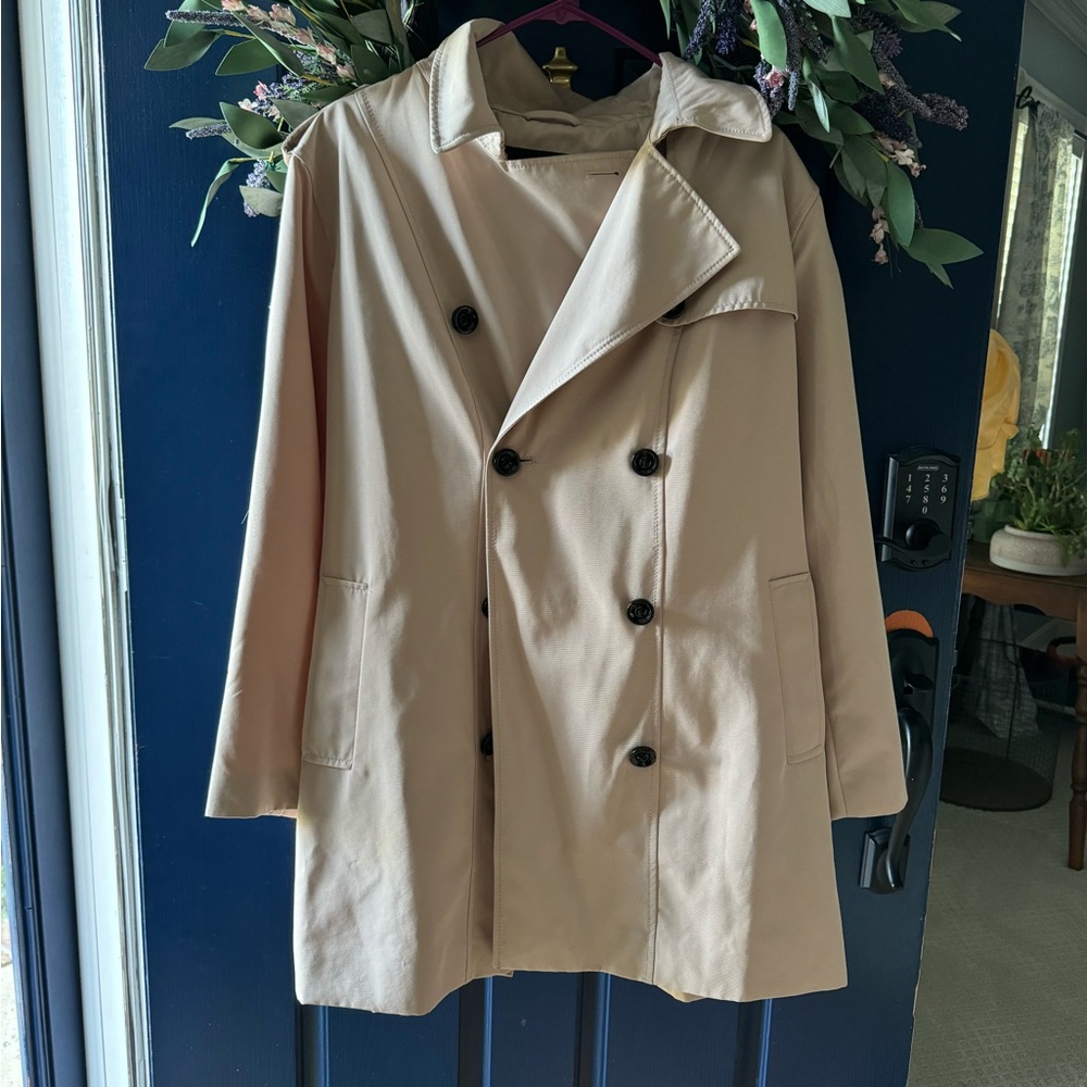 LL Bean Trench Coat Beige Belted Double Breast 18W